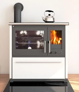 EEK A+ Küchenofen Holzherd Plamen 850 weiß, linke Version - 8 kW Dauerbrandherd - Bild 1 von 4