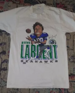 Seattle SEAHAWKS Vintage Steve Largent caricature NFL Single stitch shirt 1987 M - Picture 1 of 9