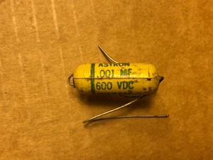 NOS Vintage Astron .001 uf 600v Mustard Capacitor Treble Bleed Tone Cap Qty Avai - Picture 1 of 5