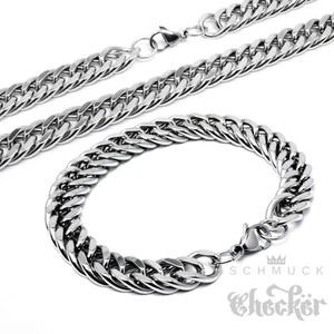 XL Panzerkette Set Halskette + Armband Edelstahl silber Dicke Kette Biker Hiphop - Bild 1 von 4
