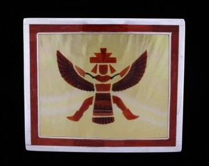 Knifewing Dancer Inlay Belt Buckle By Zuni Artist Harlan M. Coonsis - Picture 1 of 3