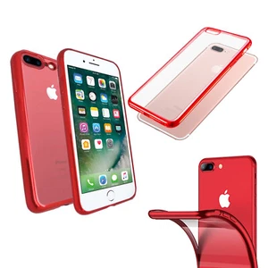 Funda protectora lateral de gel de silicona rojo cromado rojo para iPhone 7 SE iPhone 7 Plus 8 Plus - Imagen 1 de 20