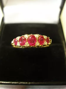 18 CARAT GOLD RUBY & DIAMOND SET ETERNITY / DRESS RING MADE IN UK BRAND NEW - Picture 1 of 7