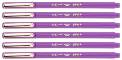 Marvy Uchida Le Pen 6 Pc Lavender 0.3mm Smooth Micro Fine Plastic Point LePen - Image 1 of 2