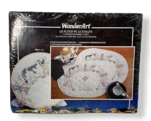 Set of 4 Hand Embroidery Wonder Art Kit Farm Friends Quilted Placemats #9091 - Picture 1 of 3