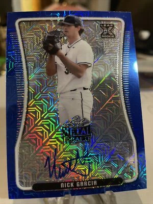 2020 Leaf Metal Draft Nick Garcia Blue Mojo Prismatic Auto #5/10 Pirates BA-NG2 - Image 1 of 4