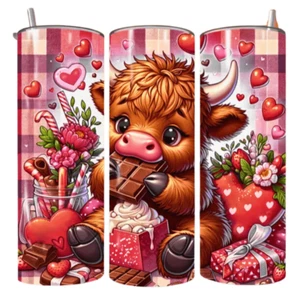 Simply Everyday Products Tumbler 20oz – Highland Cow Valentine's Day - Picture 1 of 6