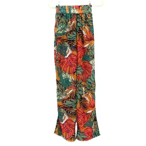 NWT PrettyLittleThing Orange Big Leaf Wide Leg Beach Trousers Womens 0 - Picture 1 of 9
