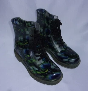 Women's Dirty Laundry Rubber 3D Butterfly Rain Combat Boots  Size 9 - Picture 1 of 15