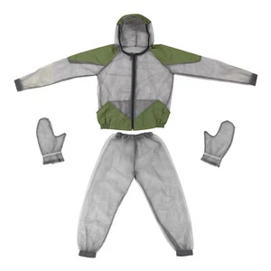 Camping Mesh Hooded Shirt Pant Suit Mosquito Repellent Set K6Y6 - Picture 1 of 12