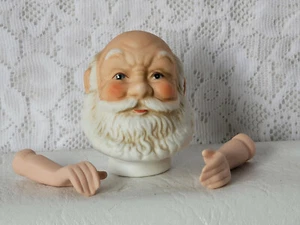 Vintage Premier Porcelain Bald Santa Claus Porcelain Doll Head & Hands 2 1/8” - Picture 1 of 9