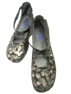 Mocasín plano NEGRO NUBLADO/PLATEADO GAMUZA CUERO MARY JANES SLIDES CREMALLERA - ESPALDA 39 Foto 1 de 4