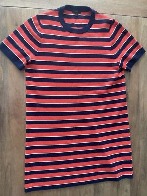 J Crew Merino Wool Sheath Dress Women XL Striped Stretch Thick Knit Short Sleeve - Image 1 of 4