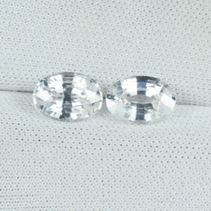 2.84 ct BEST SPARKLING -100% NATURAL WHITE ZIRCON - EXCELLENT - Oval Pair !! DL - Picture 1 of 2