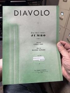 M 1935 Rodgers & Hart Musical Sheet Music JUMBO ‘Diavolo’ - Picture 1 of 2