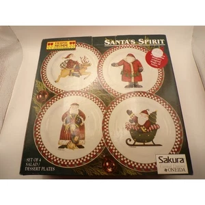 Sakura Oneida Santa's Spirit Salad Dessert Plates Debbie Mumm Set of 4 New - Picture 1 of 3