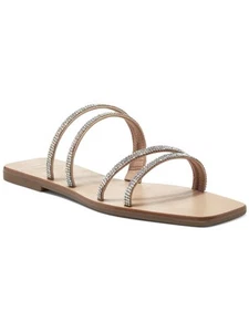 INC Womens Beige Rhinestone Detail Piera Square Toe Slip On Slide Sandals 9.5 M - Picture 1 of 11