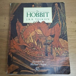 The Hobbit by JRR Tolkien Illustrated Michael Hague 50th Anniversary Paperback - Picture 1 of 8