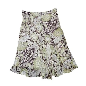 Vtg John Paul Richard Floral Slip Skirt Womens 10 Green Brown Fairycore Boho Y2K - Picture 1 of 8