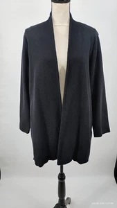 Eileen Fisher 100 % Bio-Baumwolle vorne offen gefüttert Strickjacke gerippte Taschen groß - Bild 1 von 24