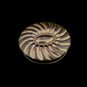 Vintage Powder Compact Goldtone Metal With Scrolls 2.75" Oval - Picture 1 of 3
