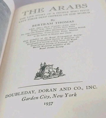 The Arabs by Bertram Thomas 1937  Stated First Edition Foto 1 de 4