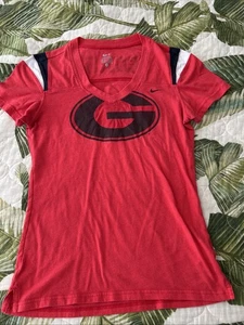 Womens Nike GEORGIA BULLDOGS SHIRT FOOTBALL RED V-neck - Picture 1 of 4
