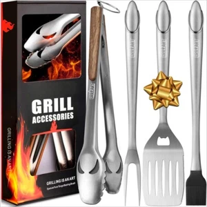 BBQ Tools Grill Tools Set, 18Inch Grilling Tools Set, Grill Accessories W/Tongs - Picture 1 of 7