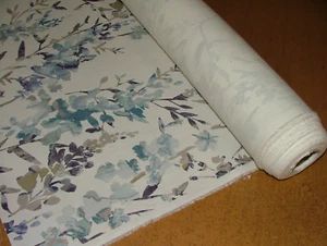 11.5 Metre Romo Hana Indigo Floral Fabric Upholstery Cushion Curtain - Picture 1 of 7