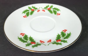 Navidad Acebo Berry Fino Chine Hecho en Japón Platillo con Borde Dorado Navidad - Imagen 1 de 4