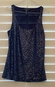 Ralph Lauren navy sequins sleeveless top sz US6 - Picture 1 of 7