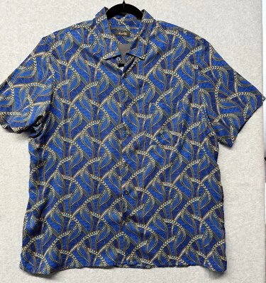 Tasso Elba Men's Tropical Print Shirt blue print Silk Rayon Blend - Size 3XL - Image 1 of 4