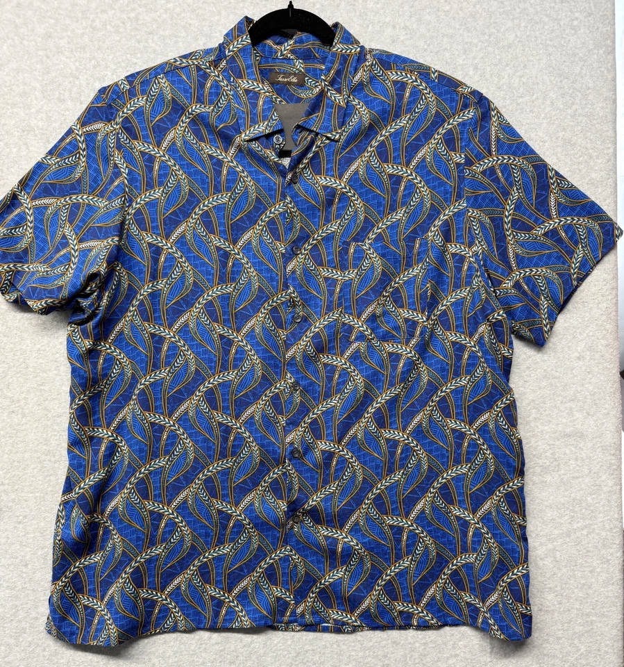 Tasso Elba Men's Tropical Print Shirt blue print Silk Rayon Blend - Size 3XL - Image 1 of 4