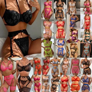 Womens Sexy Lingerie Hollow Out Sleepwear Nightwear Babydoll Underwear Bra Sets - Picture 1 of 63