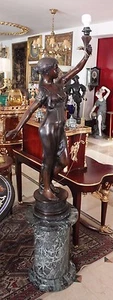 Bronze Jungfrauenpaar mit Lampenschirmen Murano Ausgrabung - Bild 1 von 4