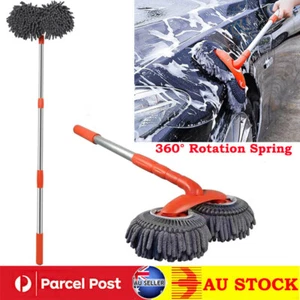 NEW 360° Rotation Head Retractable Double Layer Car Wash Brush with Long Handle - Picture 1 of 15