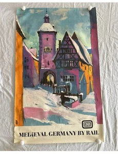Poster d'epoca originale ferrovie tedesche DB 1964 24x39 Hans Schmandt medievale WER - Foto 1 di 24