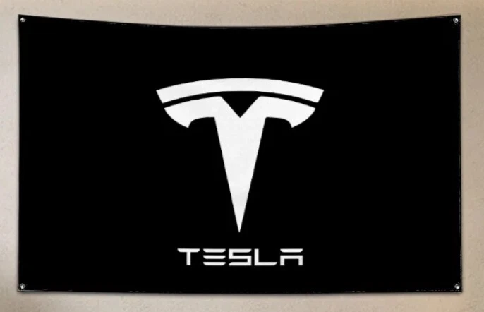 Tesla-Flagge Fürs Auto – 6x2,4 M, Schwarz, Polyester