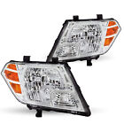 For Nissan Frontier 2009-2019 Chrome Headlights Assembly Amber Corner Lamps Pair