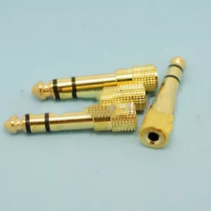 Gold 3,5 mm Buchse auf 6,5 mm Stecker Stereo Buchse Adapter x 1 Stck. - Bild 1 von 1