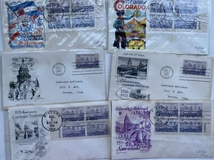 Lot of 6 75th Anniversary COLORADO STATEHOOD 1951 First Day Covers Cachet Craft - Picture 1 of 6