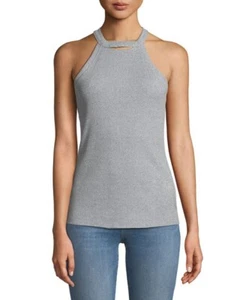 NWT J Brand Coastal High Neck Ribbed Knit With Cutout Tank Top Heather Indigo M - Picture 1 of 7