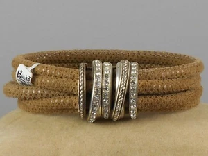Brighton Silver Plated NEPTUNE'S RINGS Taupe Leather Multi Strand Bracelet $78 - Picture 1 of 2