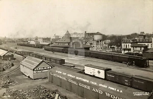 Ansicht von Great Northern Yard Grand Forks ND 1910 RPPC Foto Postkarte KOPIE - Bild 1 von 2