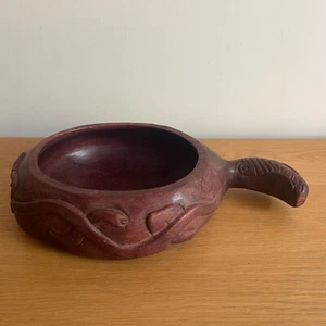 Carved Wood Maori Tiki Tribal Turtle Shaped Bowl - Picture 1 of 11