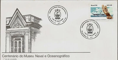 1984 Brazil Naval & Oceanography Museum First Day Cover FDC  Ship Sailing Vessel - Image 1 of 3
