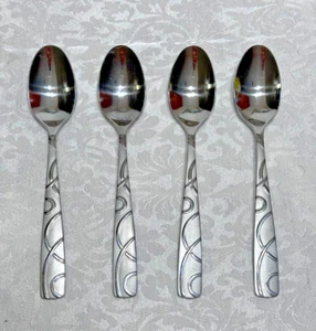 Cambridge Stainless Conquest Frosted Glossy Swirls 4 Dinner Table Spoons - Picture 1 of 4