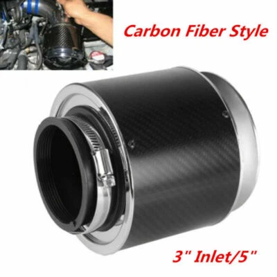 New 3"Inlet/5" Carbon Fiber Style Hi-Flow Air Filter For Car Cold Air Ram Intake - Image 1 of 4