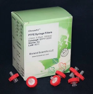 13mm PTFE Syringe Filter (0.22um/0.45 um Pore Sizes, Non-sterile, 100 pieces) - Picture 1 of 4