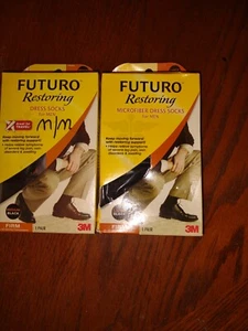 Futuro Compression Dress Stockings 2 Pair Black 1 Medium & 1 Large - Picture 1 of 2